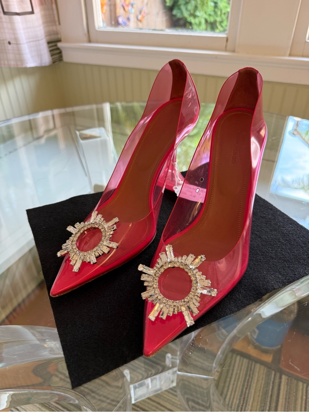 Amina Muaddi Pumps: pink w/Rhinestones
